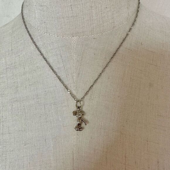 silver tone mickey mouse pendant necklace - Picture 2 of 11